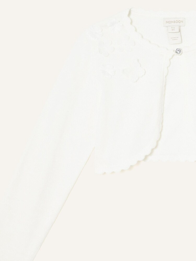 Monsoon Cream 3D Floral 100% Cotton Cardigan - Image 2 of 2 Monsoon Cream 3D Floral 100% Cotton Cardigan - Image 2 of 2