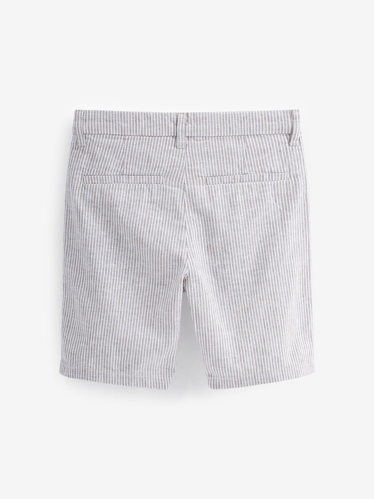 Neutral Stripe Chino Shorts With Linen (3-16yrs) - Image 2 of 2