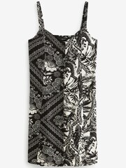 Black/White Print Button Through Mini Slip Dress - Image 5 of 5
