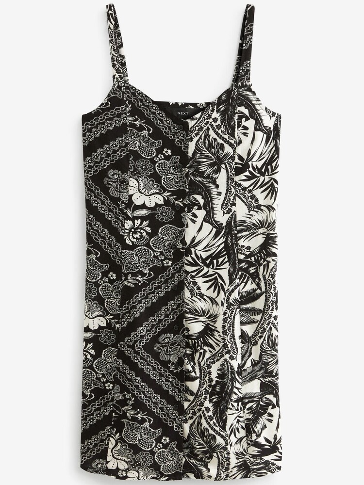 Black/White Print Button Through Mini Slip Dress - Image 5 of 5
