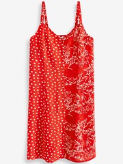 Red Floral and Spot Print Button Through Mini Slip Dress - Image 5 of 5