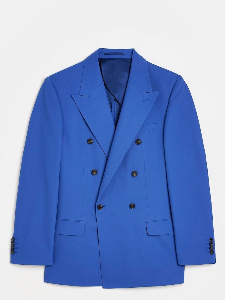 River Island Blue Bright DB2 Notch Bright Suit: Jacket - Image 4 of 4