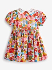 Multi Bright Retro Printed Lace Collar Shirred Cotton Dress (3mths-8yrs) - Image 6 of 6