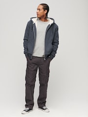Superdry Vintage Navy Marl Essential Borg Lined Zip-Up Hoodie - Image 3 of 7