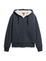 Superdry Vintage Navy Marl Essential Borg Lined Zip-Up Hoodie - Image 4 of 7
