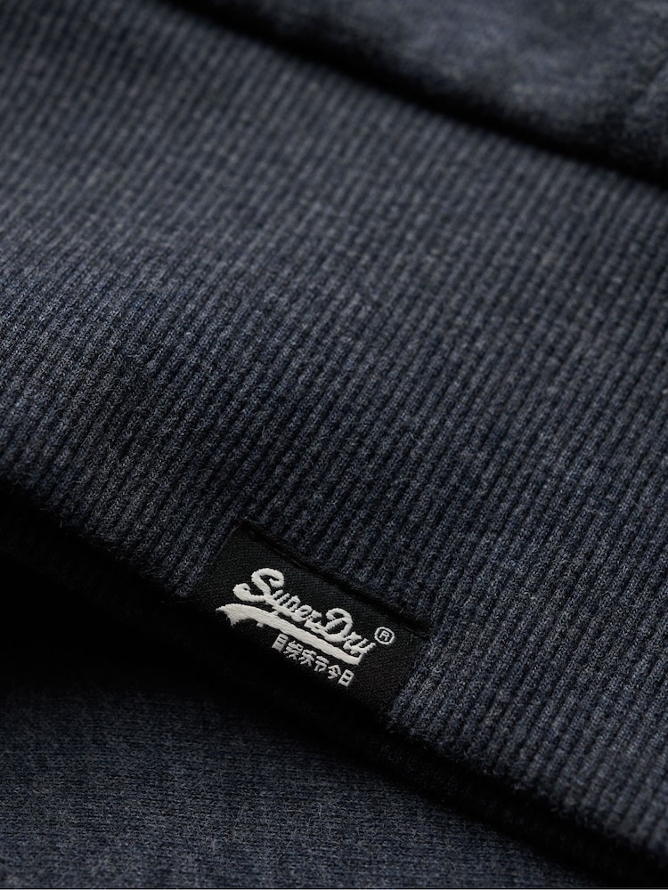 Superdry Vintage Navy Marl Essential Borg Lined Zip-Up Hoodie - Image 6 of 7