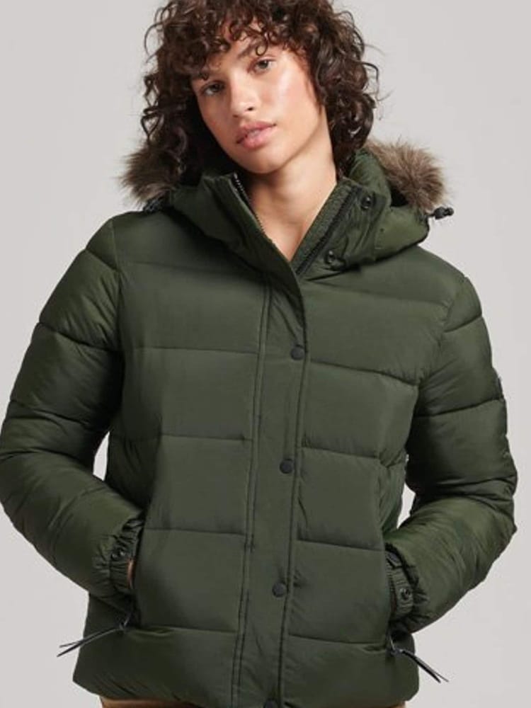 Superdry Green Hooded Mid Layer Short Jacket - Image 1 of 6 Superdry Green Hooded Mid Layer Short Jacket - Image 1 of 6