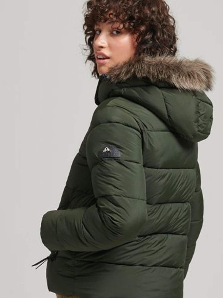 Superdry Green Hooded Mid Layer Short Jacket - Image 2 of 6 Superdry Green Hooded Mid Layer Short Jacket - Image 2 of 6