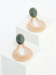 Gold Tone Fan Drop Statement Earrings - Image 1 of 1