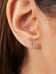 Sterling Silver Interlocking Heart Stud Earrings - Image 2 of 3