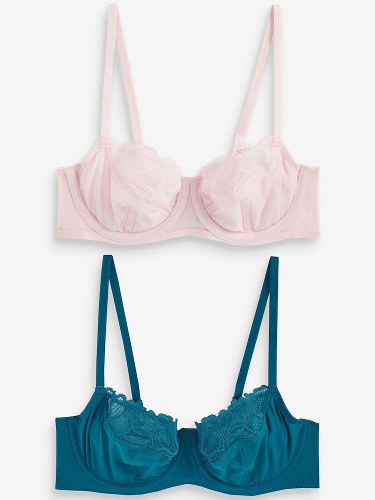Dorina Curves Kelsea Eco Unwattierte Bügel-BHs, Petrolblau/Rosa, 2er-Pack - Bild 1 von 17