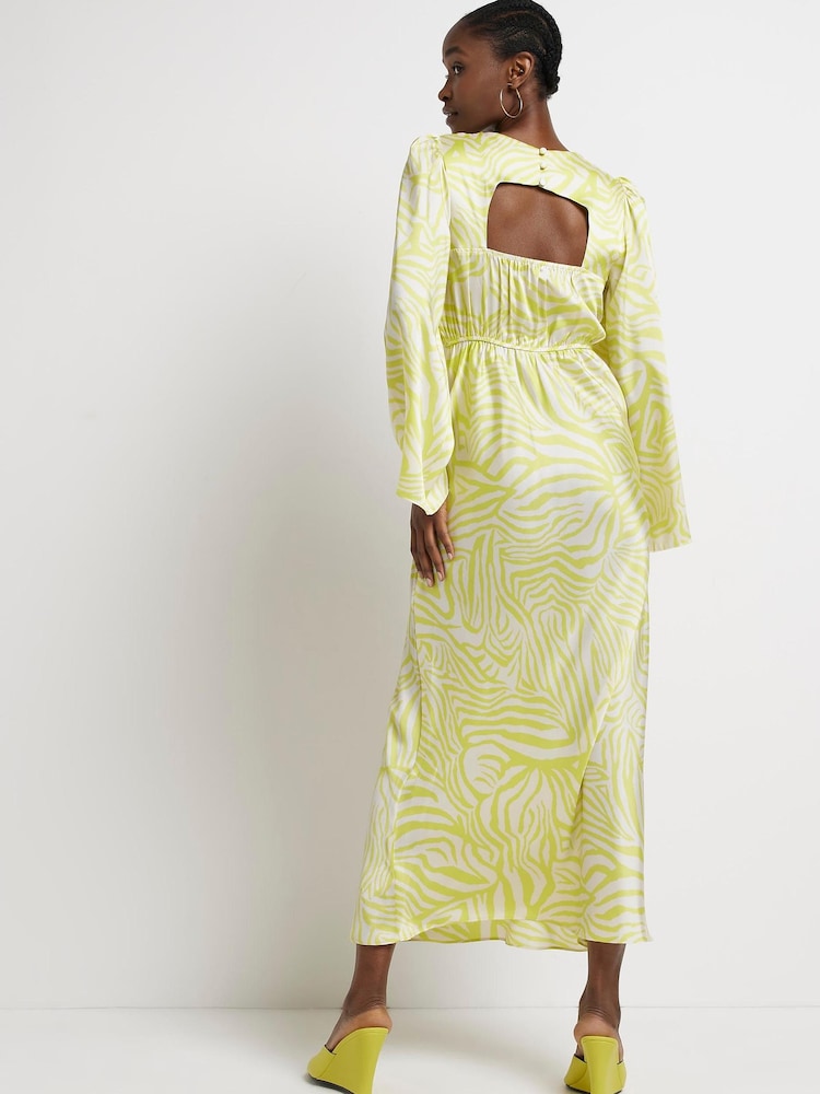 River Island Green Light Long Sleeve Geometric Dress - Image 2 of 4