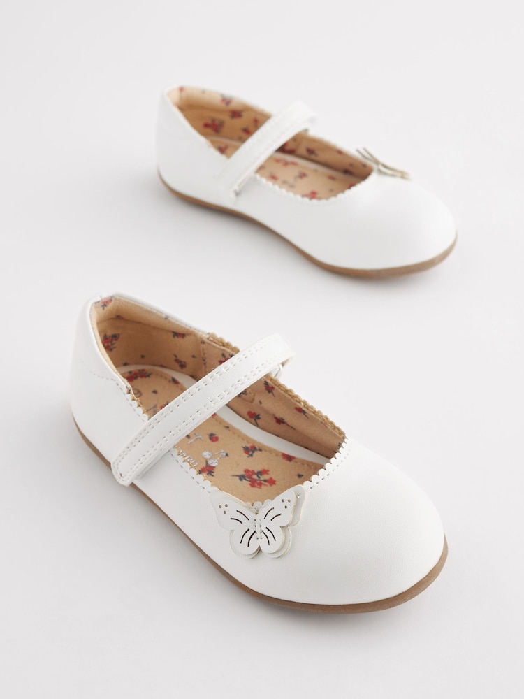 White Wide Fit (G) Butterfly Mary Jane Shoes - Image 1 of 5