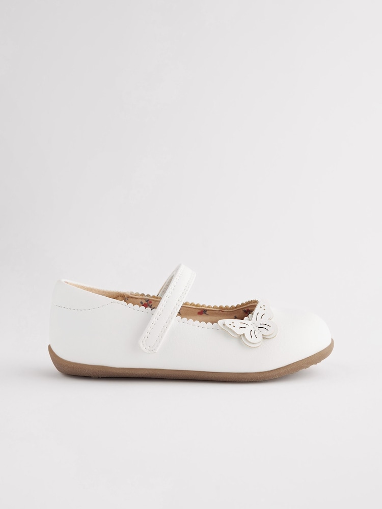 White Wide Fit (G) Butterfly Mary Jane Shoes - Image 2 of 5