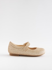 Gold Glitter Wide Fit (G) Mary Jane Shoes - Image 1 of 4