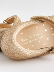 Gold Glitter Wide Fit (G) Mary Jane Shoes - Image 4 of 4