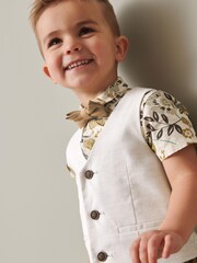 écru imprimé tropical - Ensemble 2pc gilet et chemise (3 mois-9 ans) - Image 1 of 3