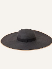Accessorize Contrast Trim Floppy Oversized Black Hat - Image 1 of 3