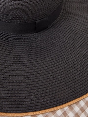 Accessorize Contrast Trim Floppy Oversized Black Hat - Image 2 of 3