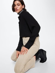 Mango Brown High Waist Cropped Straight Jeans - Image 5 of 9
