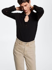 Mango Brown High Waist Cropped Straight Jeans - Image 6 of 9