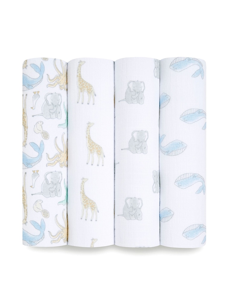 Aden & Anais Natural History Essentials Muslin 100% Cotton Blankets 4 Pack - Image 1 of 8