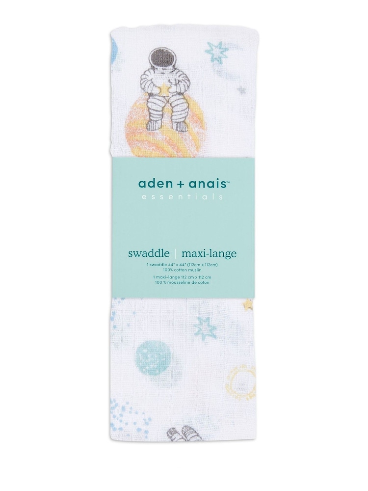 aden + anais Natural Essentials 100% Cotton Muslin Blanket Space Explorers - Image 4 of 6