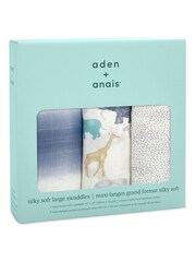 aden + anais Green Large Silky Soft Muslin Expedition 100% Cotton Blankets 3 Pack - Image 4 of 5