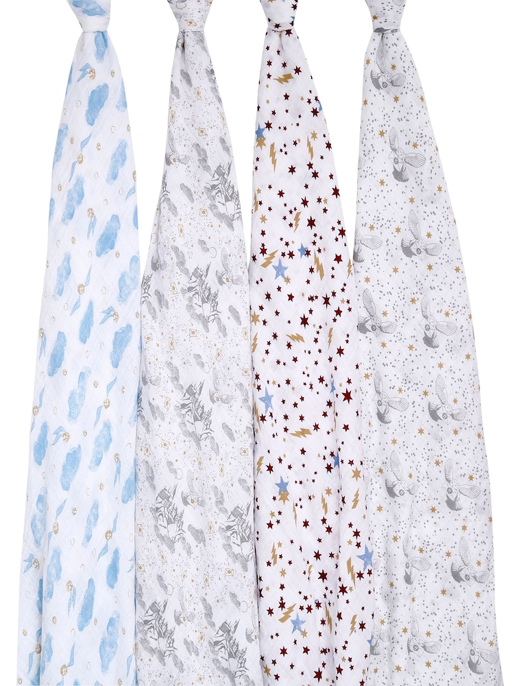 aden + anais Harry Potter Iconic Large 100% Cotton Muslin Blankets 4 Pack - Image 3 of 6