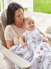aden + anais White Large 100% Cotton Muslin Jungle Tropical Blanket - Image 1 of 5
