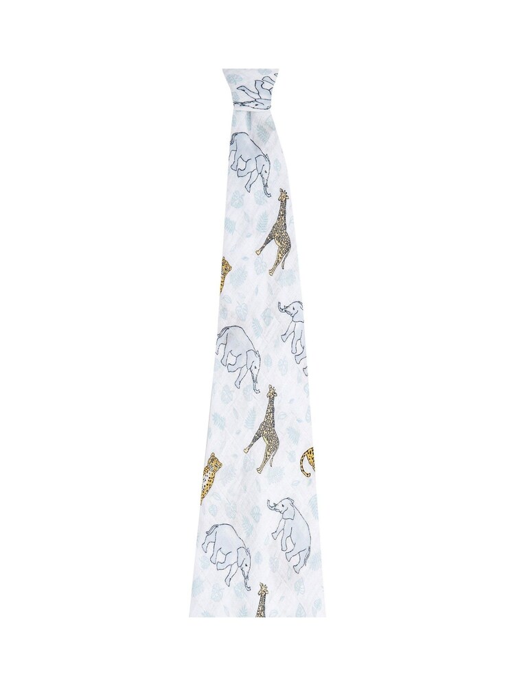 aden + anais White Large 100% Cotton Muslin Jungle Tropical Blanket - Image 4 of 5