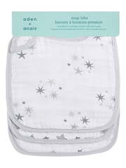 aden + anais White Snap 100% Cotton Muslin Twinkle Bibs 3 Pack - Image 3 of 4