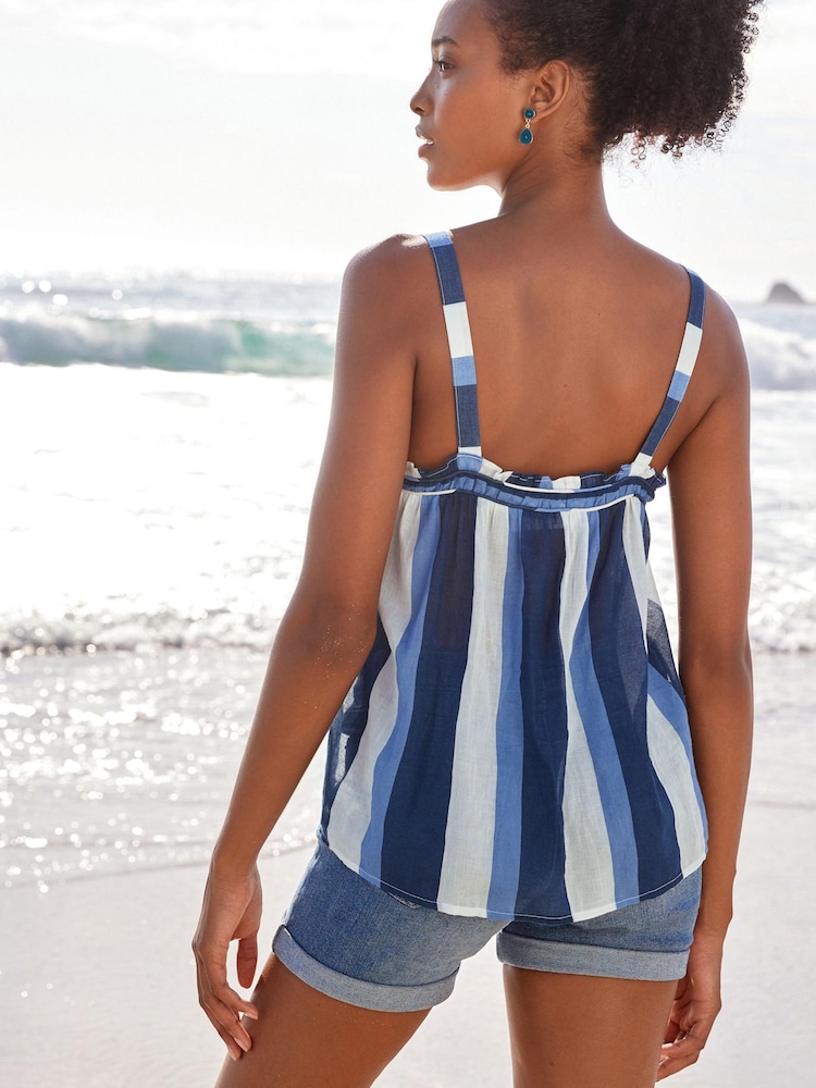 Blue/White Stripe Sleeveless Cami Top - Image 2 of 4 Blue/White Stripe Sleeveless Cami Top - Image 2 of 4