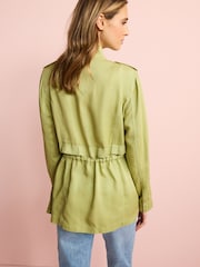 Soft Khaki Green Relaxed Utility Jacket with Patch Pockets - Image 2 of 6