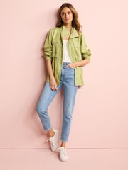 Soft Khaki Green Relaxed Utility Jacket with Patch Pockets - Image 3 of 6
