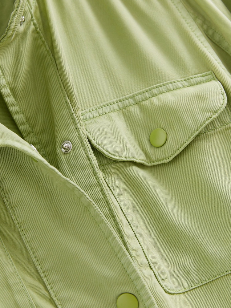 Soft Khaki Green Relaxed Utility Jacket with Patch Pockets - Image 6 of 6