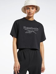 Reebok Classics Leopard 100% Cotton Black T-Shirt - Image 1 of 7