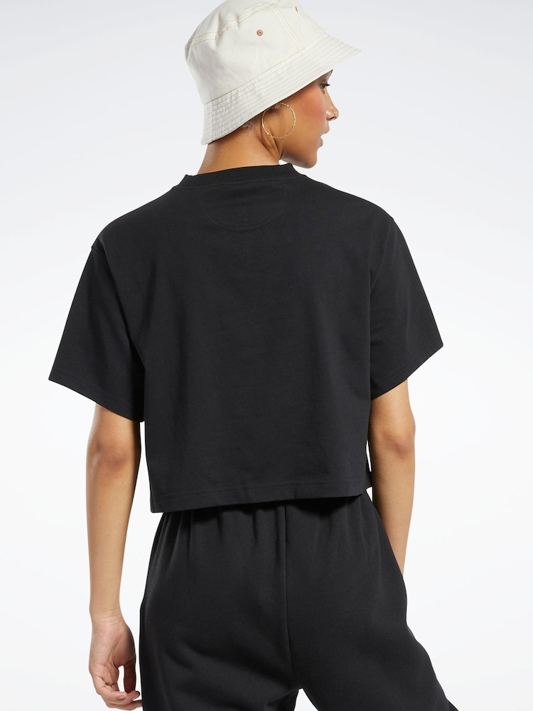 Reebok Classics Leopard 100% Cotton Black T-Shirt - Image 2 of 7