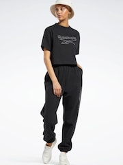Reebok Classics Leopard 100% Cotton Black T-Shirt - Image 3 of 7