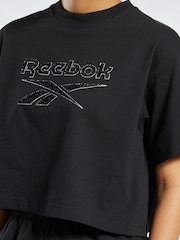 Reebok Classics Leopard 100% Cotton Black T-Shirt - Image 5 of 7