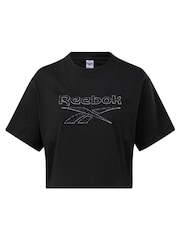 Reebok Classics Leopard 100% Cotton Black T-Shirt - Image 6 of 7