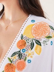 Accessorize Natural Lemon and Orange Embroidered Open Back Kaftan - Image 2 of 4