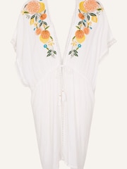 Accessorize Natural Lemon and Orange Embroidered Open Back Kaftan - Image 4 of 4