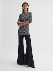 Reiss Blue Annie Metallic Jacquard Tunic Mini Dress - Image 6 of 7