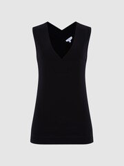 Reiss Black Taylor V-Neck Shell Blouse - Image 2 of 6