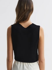 Reiss Black Taylor V-Neck Shell Blouse - Image 4 of 6