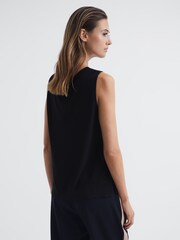 Reiss Black Taylor V-Neck Shell Blouse - Image 5 of 6