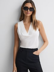 Reiss Cream Taylor V-Neck Shell Blouse - Image 1 of 5