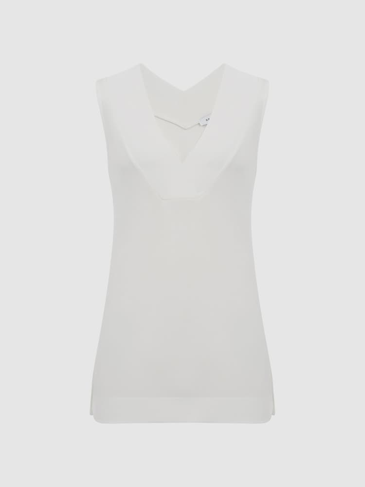 Reiss Cream Taylor V-Neck Shell Blouse - Image 2 of 5