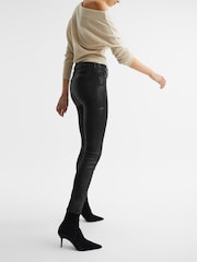 Reiss Black Hoxton PAIGE Coated Skinny Jeans - Image 12 of 12